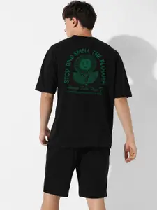 Campus Sutra Men Printed Oversized T-Shirt With Short Co-Ord Set