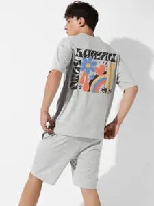Campus Sutra Printed Oversized T-Shirt With Short Set