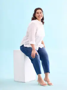 Go Colors Women Straight Fit Light Fade Cotton Cropped Jeans