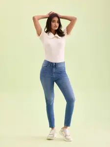 Go Colors Women Skinny Fit Heavy Fade Cotton Jeans