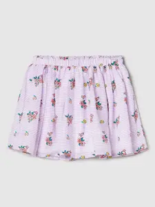 max Girls Floral Printed Pure Cotton Flared Mini Skirt