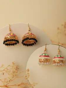 Jazz and Sizzle Set Of 2 Dome Shaped Meenakari Jhumkas