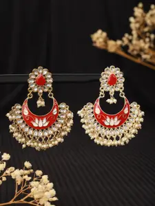Jazz and Sizzle Gold-Plated Kundan Studded Crescent Shaped Chandbalis Earrings