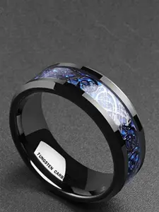 MEENAZ Set Of 2 Silver-Plated Textured Finger Ring