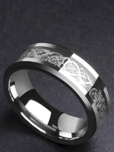 MEENAZ Men Set Of 2 Silver-Plated Textured Finger Ring
