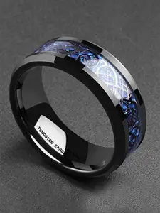 MEENAZ Men Set Of 2 Silver Plated Stainless Steel Finger Ring