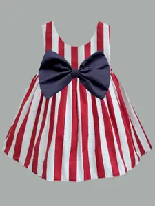 A.T.U.N. Girls Striped Bow Cotton Fit & Flare Dress