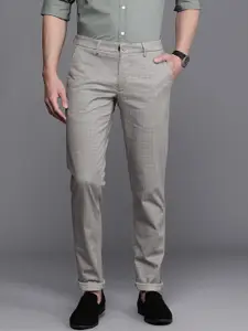 Louis Philippe Sport Men Mid-Rise Checked Slim Fit Chinos