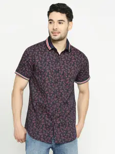 Solemio Comfort Floral Printed Twill Pure Cotton Slim Fit Casual Shirt