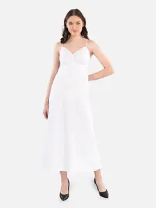 indian flower Shoulder Straps Pure Cotton Maxi Nightdress