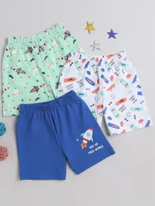 BUMZEE Boys Pack Of 3 Conversational Printed Mid-Rise Cotton Shorts