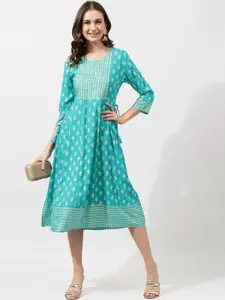 MIRCHI FASHION Blue Ethnic Motifs A-line Ethnic Dress