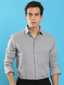 RARE RABBIT Men Otago Spread Collar Slim Fit Cotton Formal Shirt