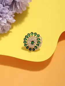 Zaveri Pearls Gold-Plated Stone-Studded Adjustable Finger Ring