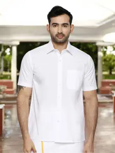 Ramraj Classic Spread Collar Pure Cotton Casual Shirt