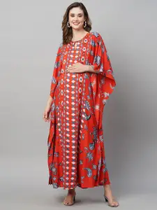 MomToBe Ethnic Printed Kimono Sleeves Maternity Kaftan Maxi Sustainable Dress