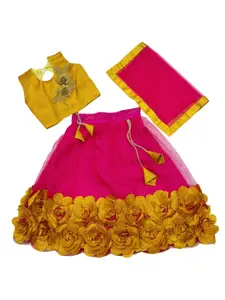 BAESD Girls Embroidered Patchwork Ready to Wear Lehenga & Blouse With Dupatta