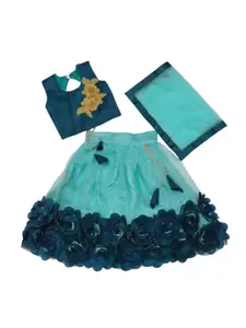 BAESD Girls Embroidered Patchwork Ready to Wear Lehenga & Blouse With Dupatta