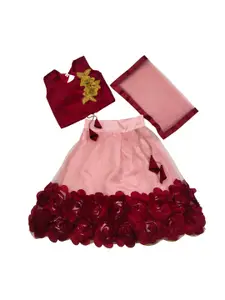 BAESD Girls Embellished Ready to Wear Lehenga & Blouse With Dupatta