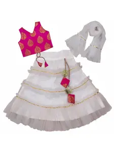 BAESD Girls V-Neck Ready to Wear Lehenga & Blouse With Dupatta