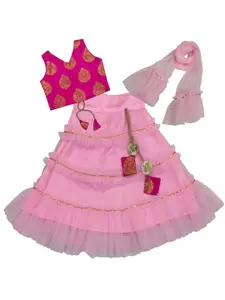 BAESD Girls V-Neck Ready to Wear Lehenga & Blouse With Dupatta