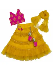 BAESD Girls V-Neck Ready to Wear Lehenga & Blouse With Dupatta