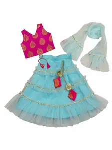 BAESD Girls V-Neck Ready to Wear Lehenga & Blouse With Dupatta