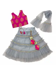 BAESD Girls V-Neck Ready to Wear Lehenga & Blouse With Dupatta