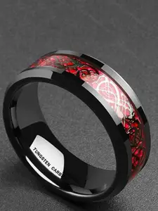 MEENAZ Men Silver-Plated Enameled Designed Stainless Steel Finger Ring