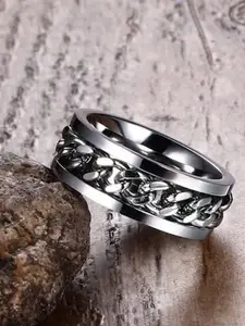 MEENAZ Men MEENAZ Men Silver-Plated Chain Desig Chain Designed Stainless Steel Finger Ring