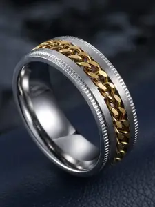 MEENAZ Men Silver-Plated Stainless Steel Chain Linked Finger Ring