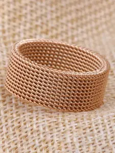 MEENAZ Men IP Gold-Plated Mirror Polihed 316L Stainless Steel Finger Ring