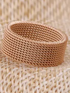 MEENAZ Men IP Gold-Plated Mirror Polihed 316L Stainless Steel Finger Ring