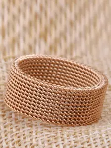 MEENAZ Men IP Gold-Plated Mirror Polished 316L Stainless Steel Finger Ring