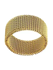 MEENAZ Men Gold-Plated Mirror Polished 316L Stainless Steel Finger Ring