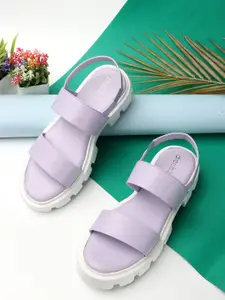 DressBerry Lavender & White Open Toe Flatform Heels With Backstrap