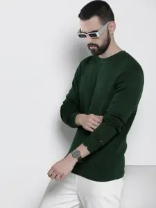 Tommy Hilfiger Round Neck Self-Design Pure Cotton Pullover