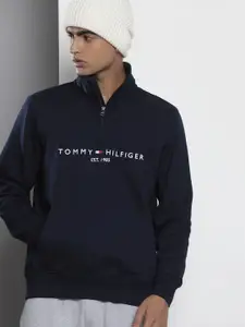 Tommy Hilfiger Brand Logo Embroidered Mock Collar Sweatshirt