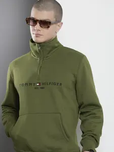 Tommy Hilfiger Mock Collar Brand Logo Embroidered Sweatshirt