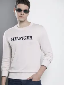 Tommy Hilfiger Pure Cotton Brand Logo Self Design Sweatshirt