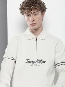 Tommy Hilfiger Shirt Collar Embroidered Detail Sweatshirt