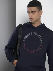 Tommy Hilfiger Typography Graphic Printed Pure Cotton Hooded Sweatshirt