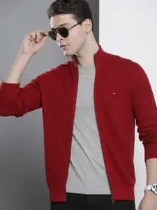 Tommy Hilfiger Self Design Open-Knit Pure Cotton Cardigan Sweater