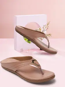 Denill Buckled Open Toe T-Strap Flats