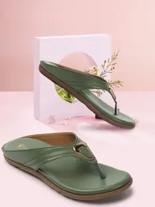 Denill Buckled Open Toe T-Strap Flats