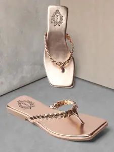 Denill Braided Open Toe T-Strap Flats