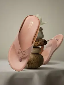 Denill Buckled Open Toe T-Strap Flats