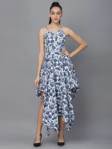 BAESD Tropical Printed Shoulder Strap Fit & Flare Dress