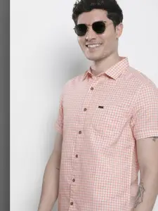 The Indian Garage Co Men Slim Fit Grid Tattersall Checked Casual Shirt