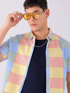 The Indian Garage Co Pure Cotton Slim Fit Multi Striped Casual Shirt